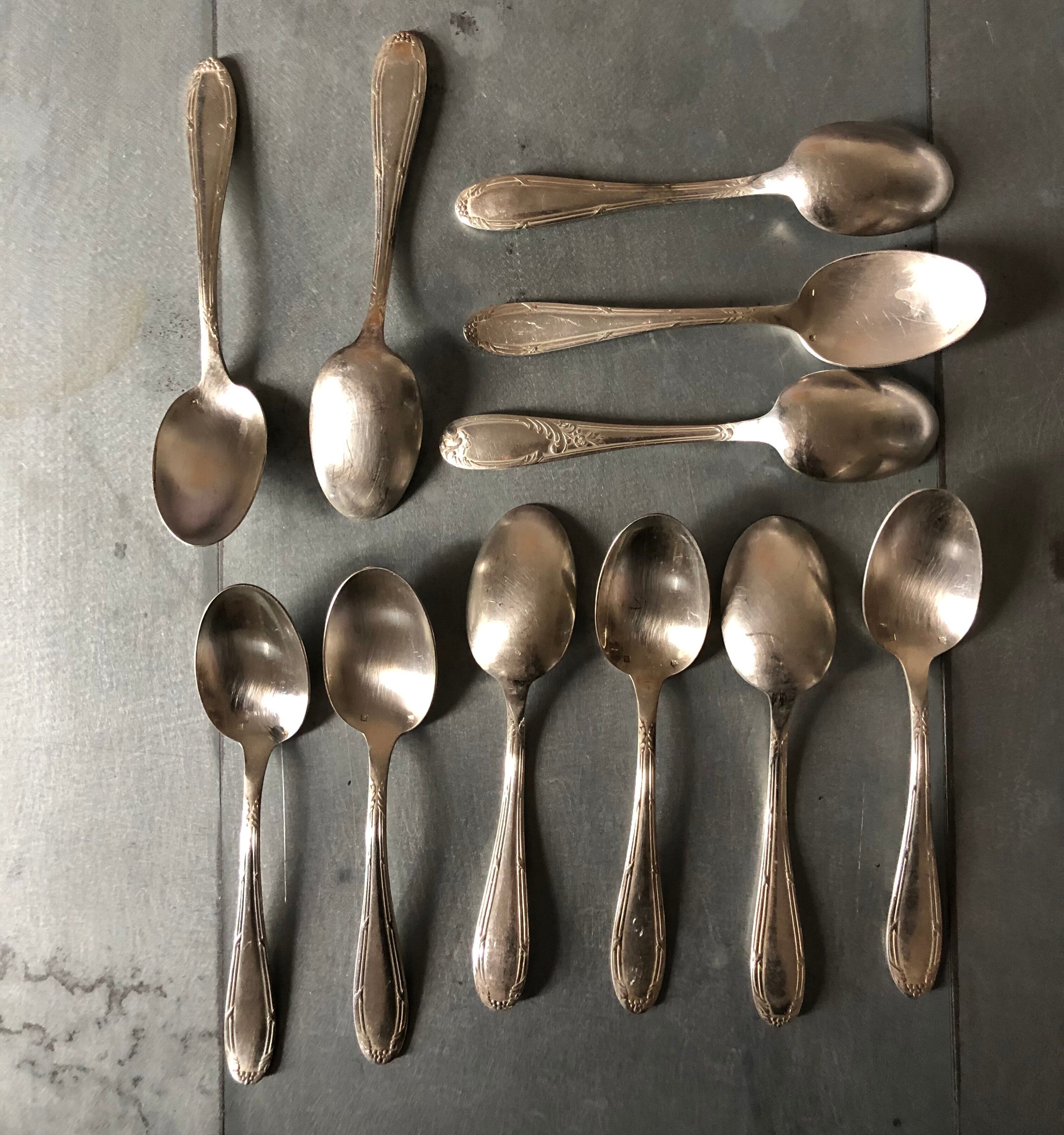 Silver metal spoons