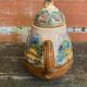 Théière + 3 Tasses Anciennes Terre Cuite Émaillée Décor Paysage Vintag