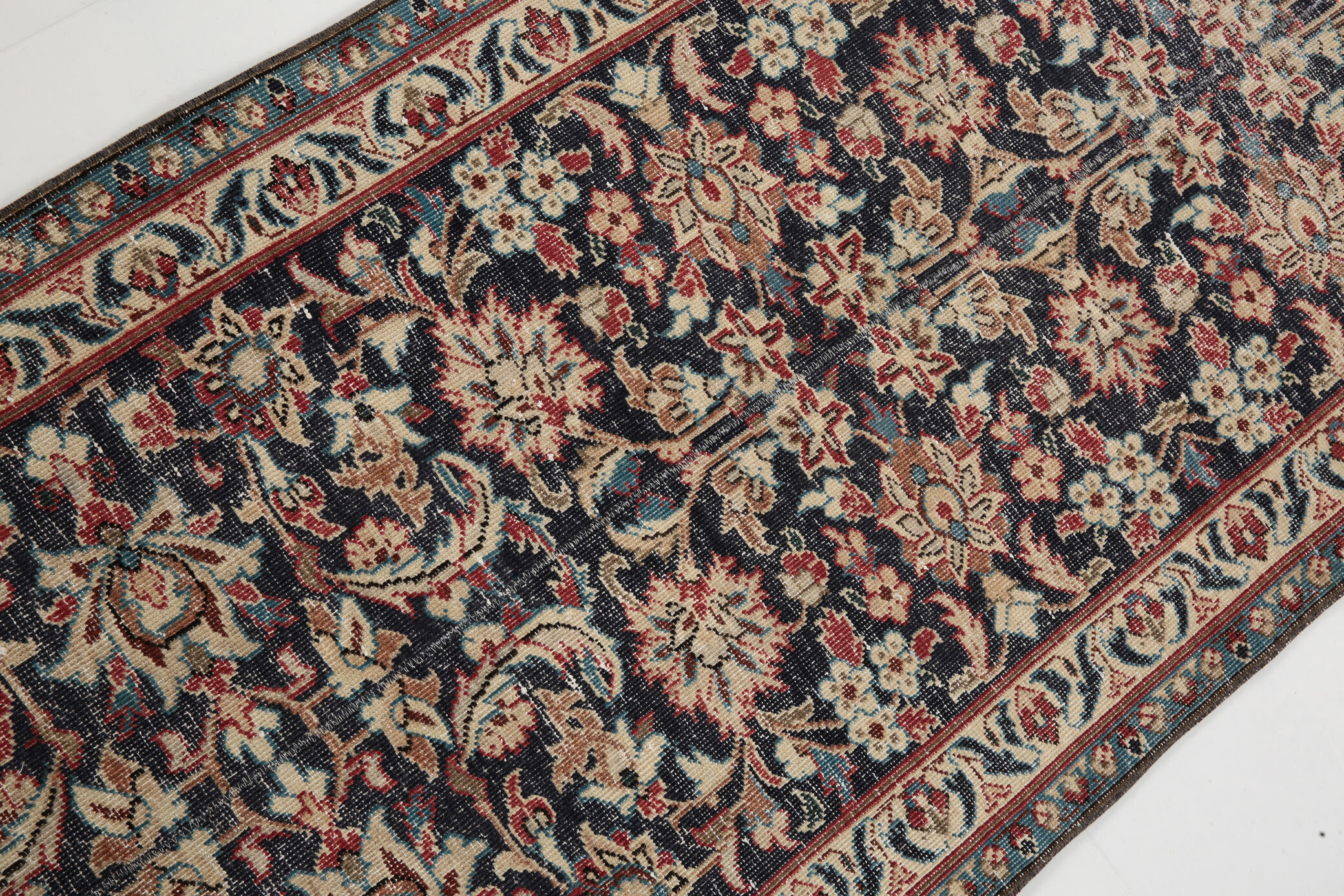 3x12 Persian Navy Blue Runner Rug, 80x378Cm