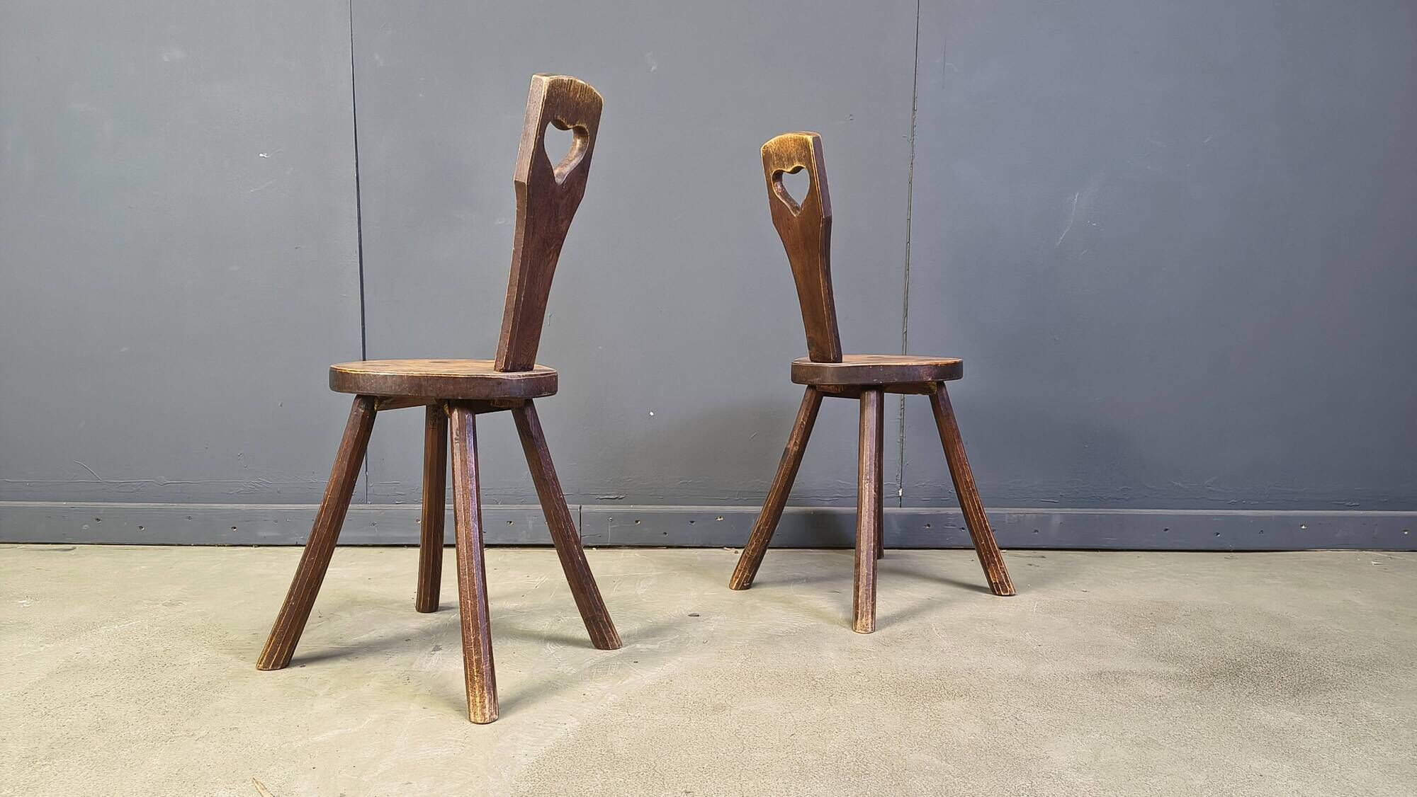 Vintage brutalist heart shaped chairs, 1960s