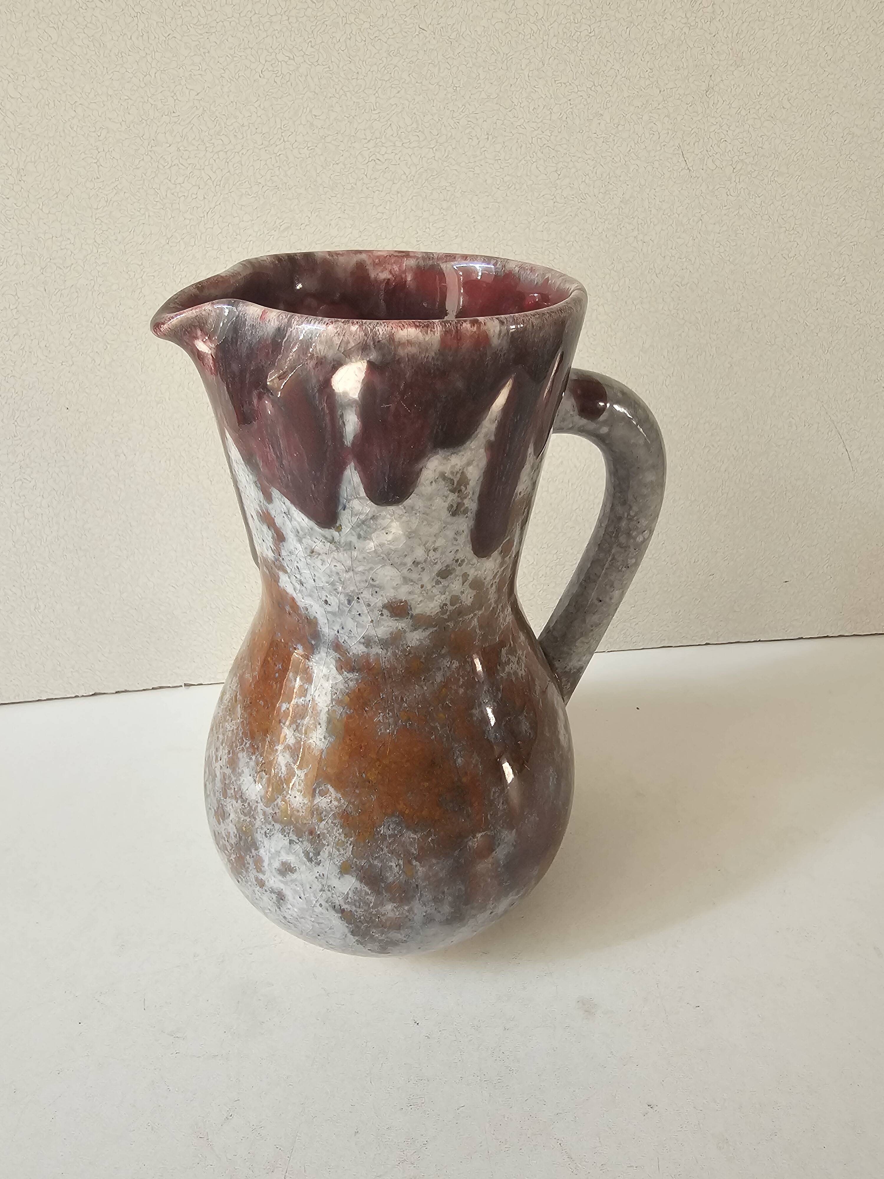 Glazed ceramic pitcher signed Morvan (Design by Gaston Gaubier)