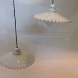 Duo of opaline hanging lamps