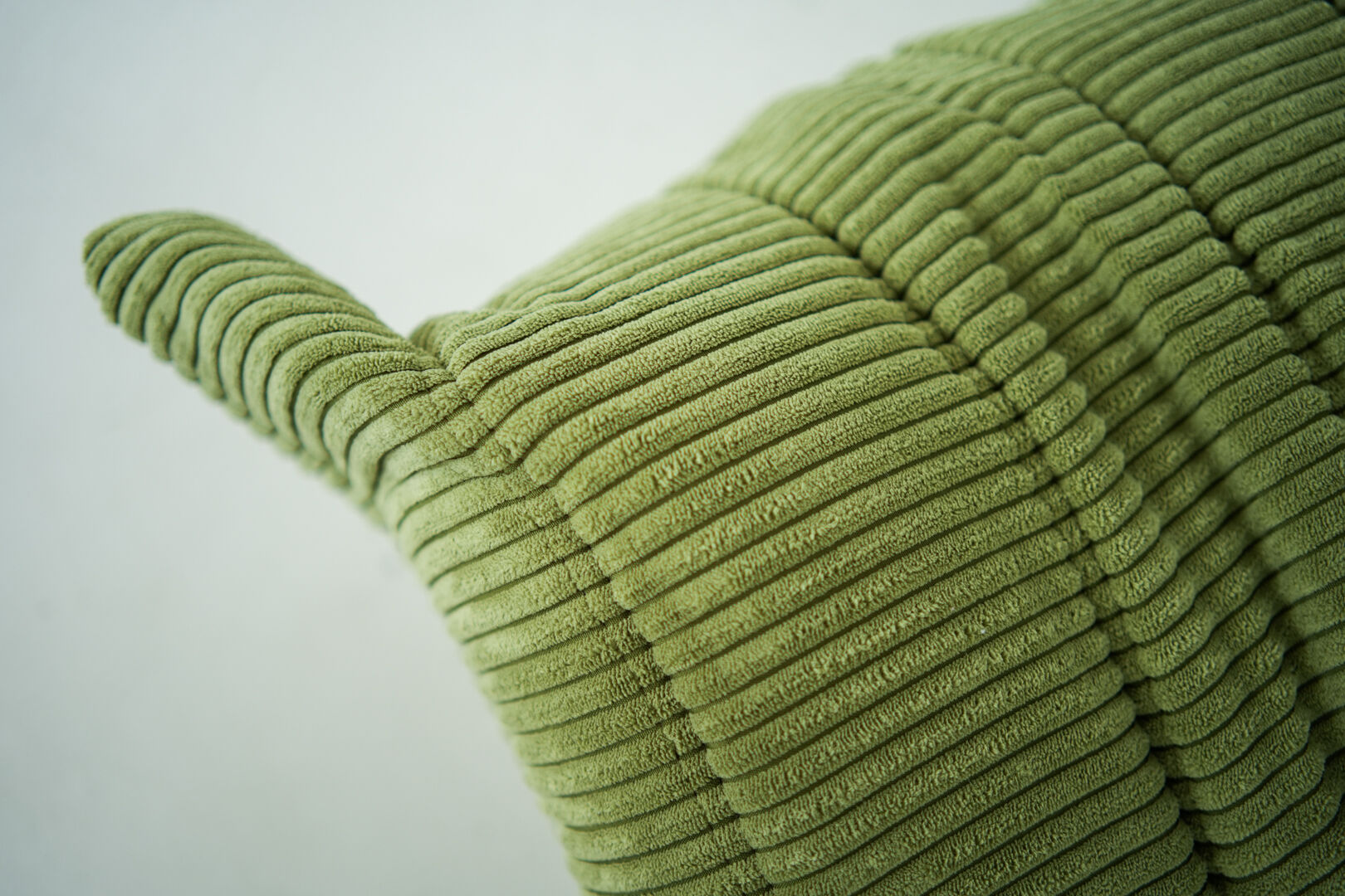 Togo Armchair and Pouf in Fresh green Corduroy