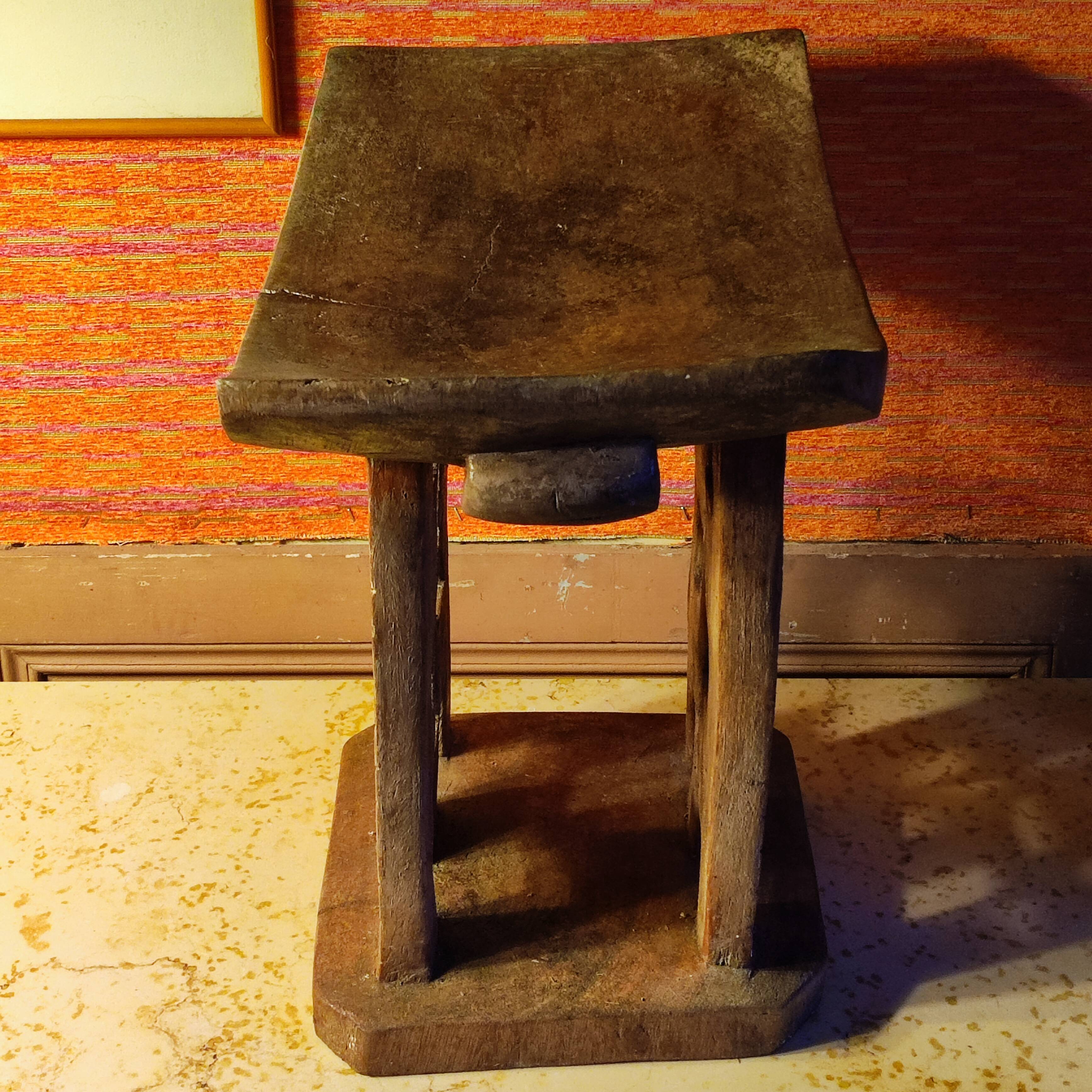 African carved wooden stool