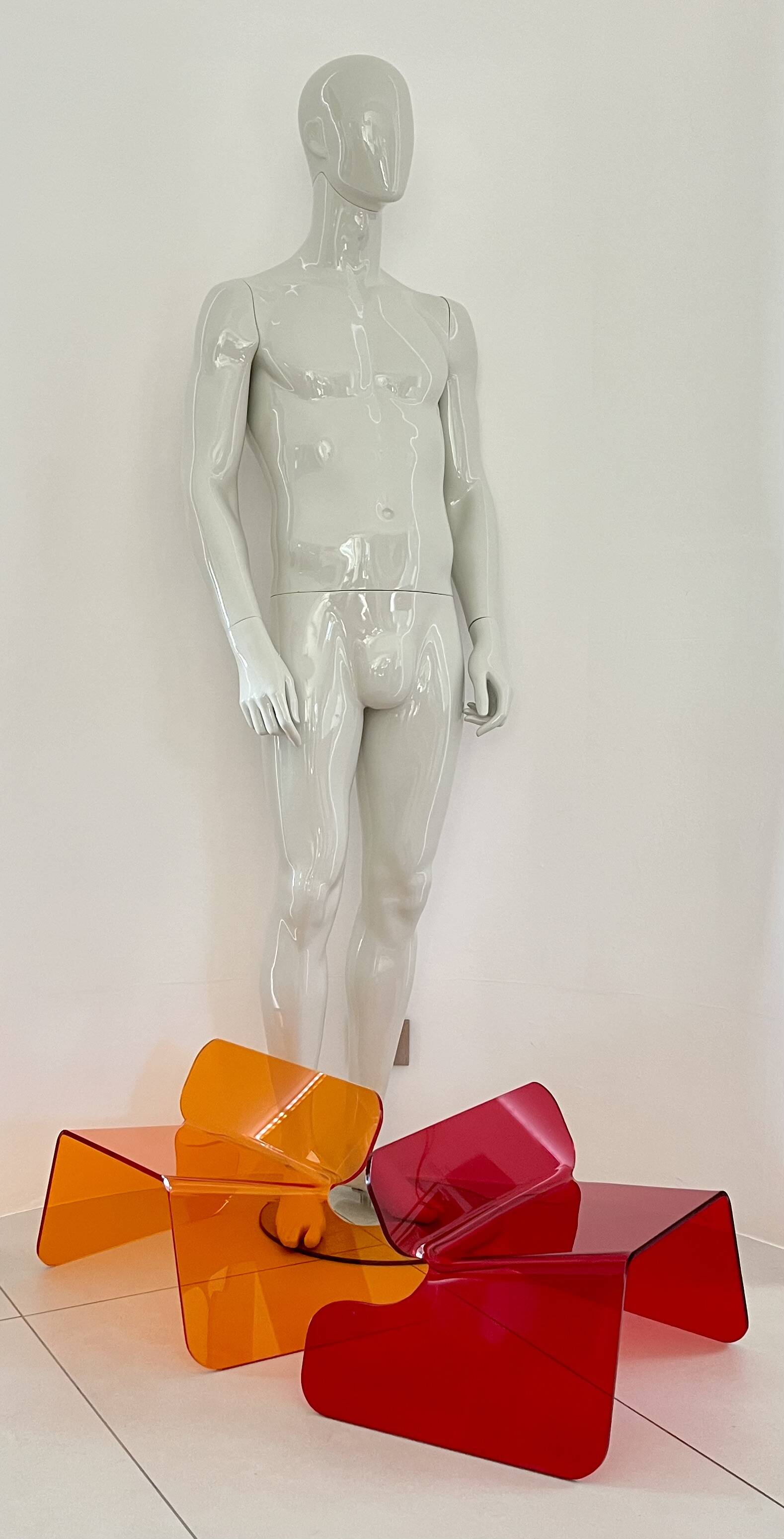 Red plexiglass chair, France 1970s