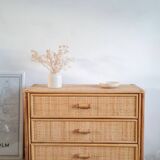 Vintage rattan chest of drawers circa 1970s