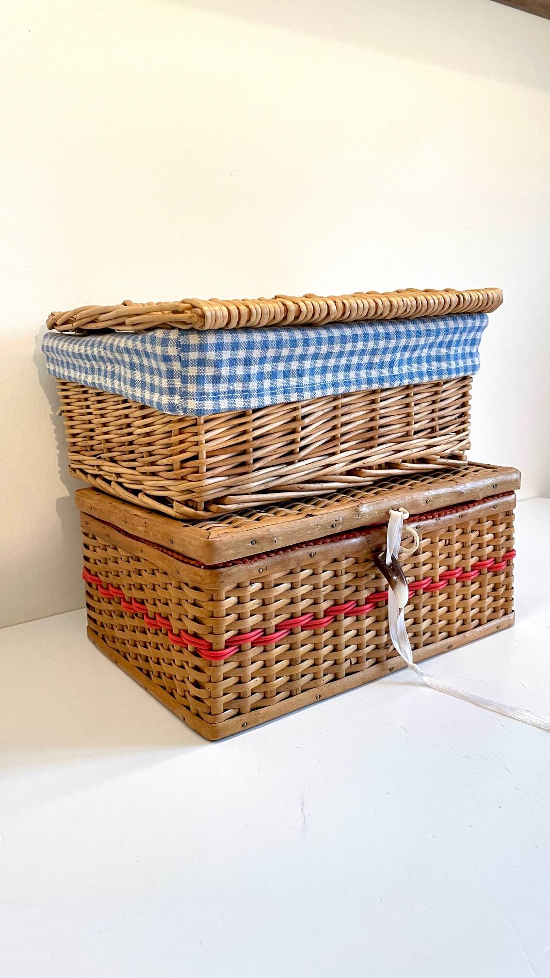 2 chanel boxes in vintage rattan