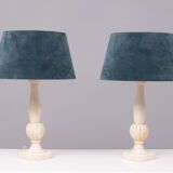 Paire de lampes de table grecques classiques en albâtre années 1970