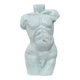 Light blue clay ceramic torso statue – mid-century design sculpture, heavy studio piece
