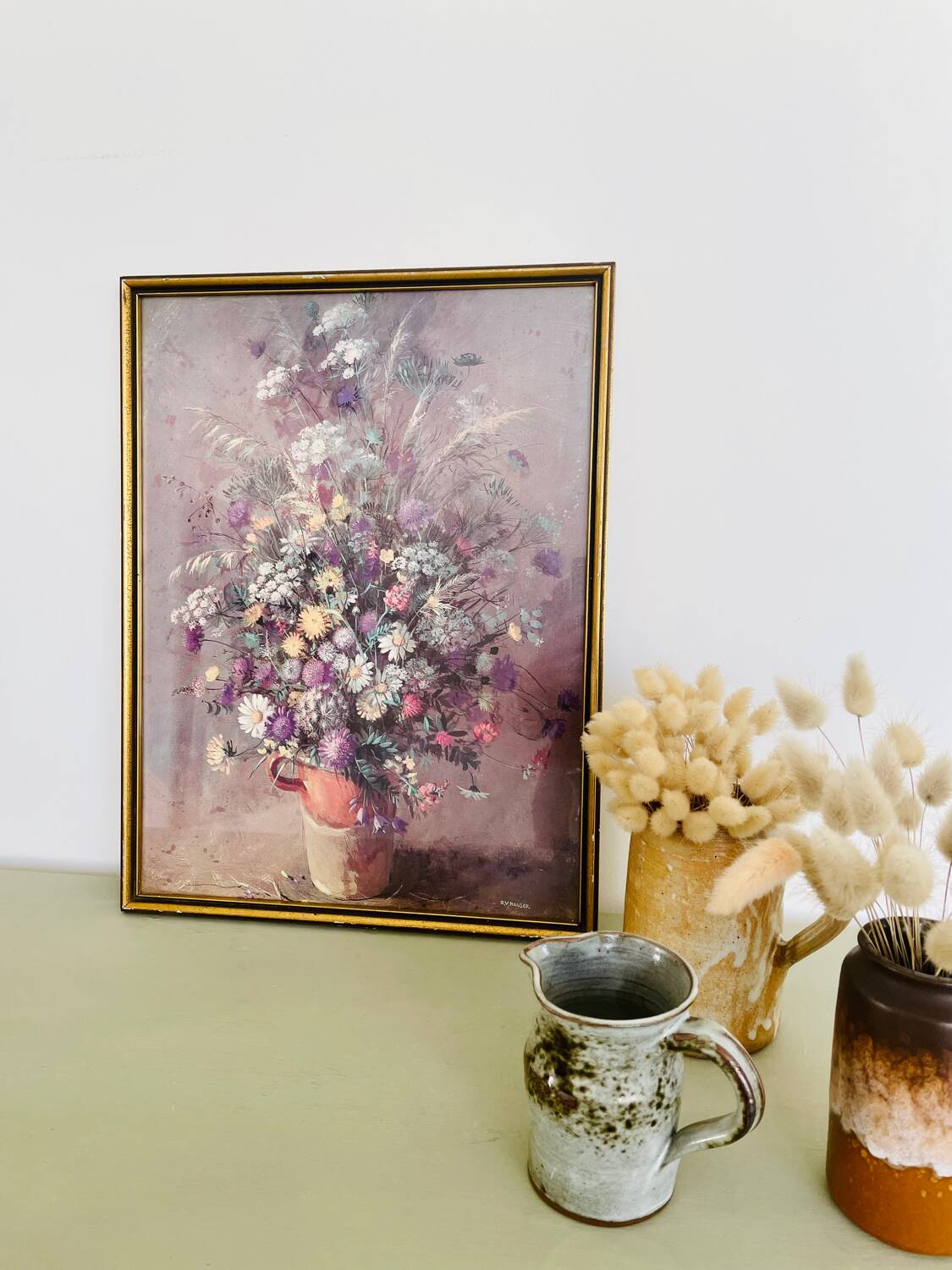 Vintage flower bouquet frame