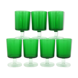 7 bottle green walking glasses - Cavalier Luminarc France 70
