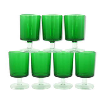 7 bottle green walking glasses - Cavalier Luminarc France 70