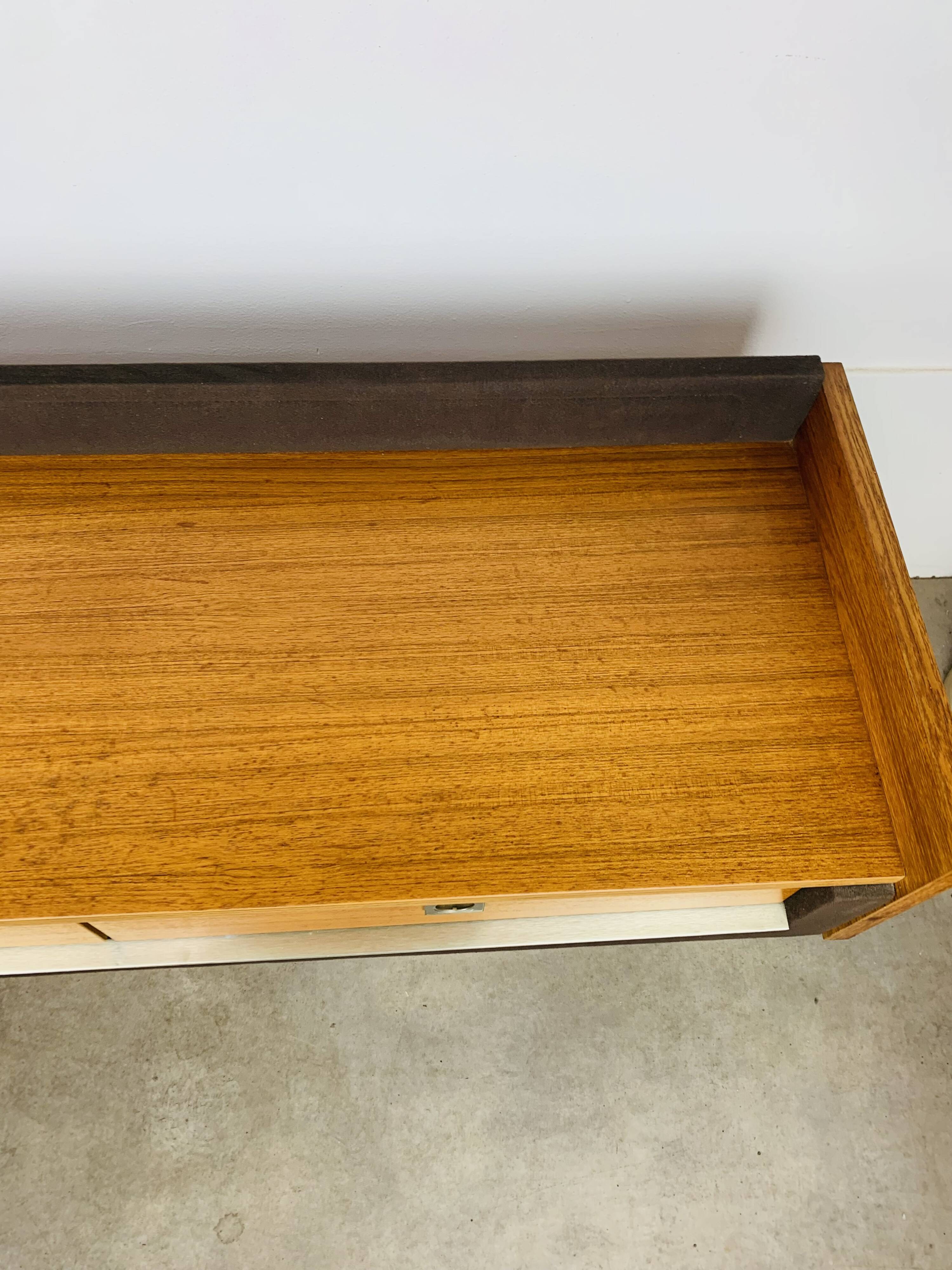 Vintage teak and aluminum sideboard, 1970s, TV stand, Scandinavian style