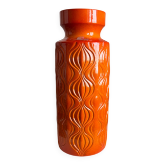Scheurich Keramik Large Orange Vase: Vintage Mid Century Modern Fat La
