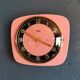 Vintage formica clock silent trapeze wall pendulum "Odo pink black"