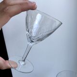 Set of 7 crystal wine glasses engraved 50s