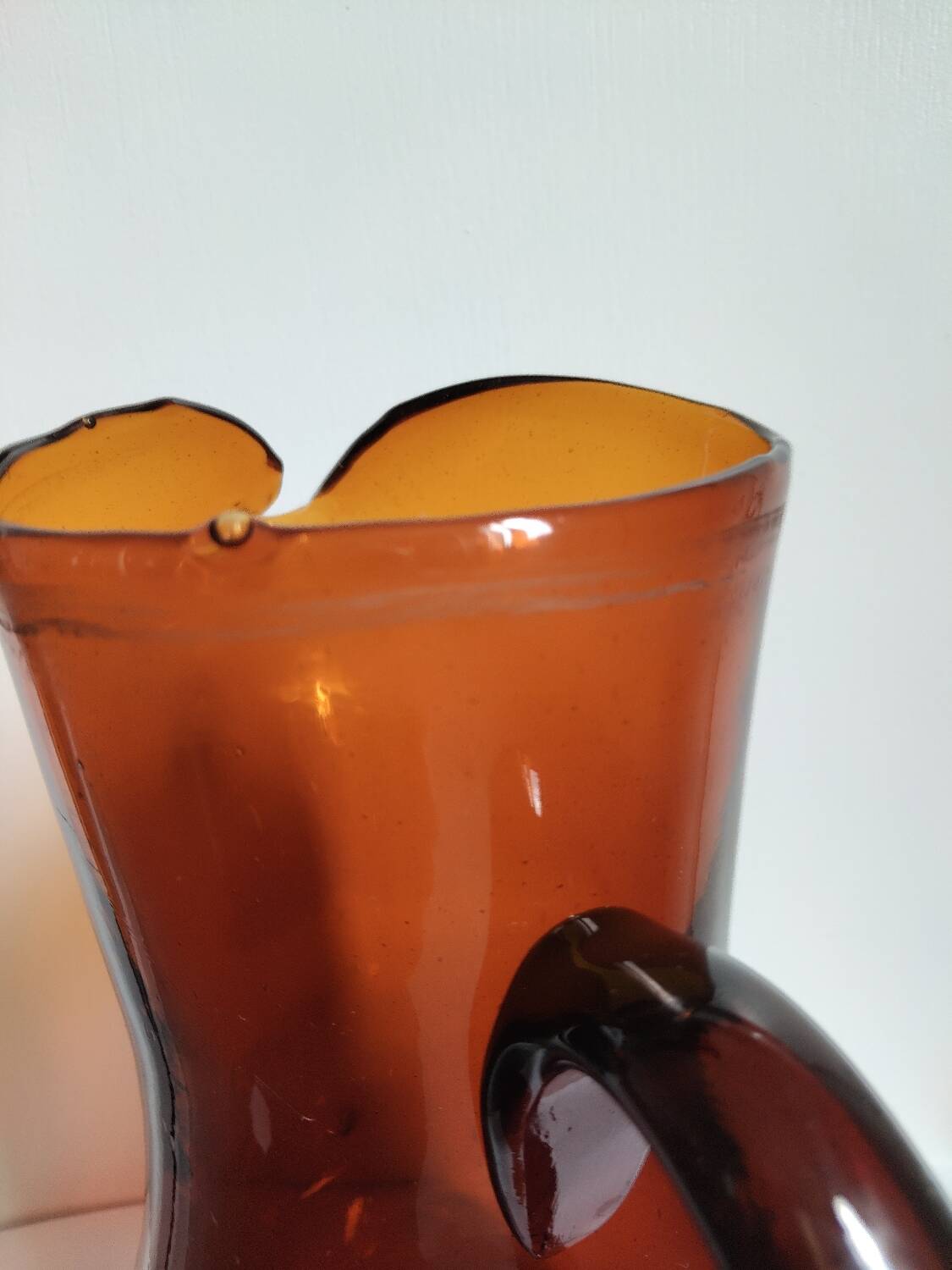 Vintage amber blown glass pitcher – Biot style – 1960s/70s