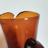 Vintage amber blown glass pitcher – Biot style – 1960s/70s