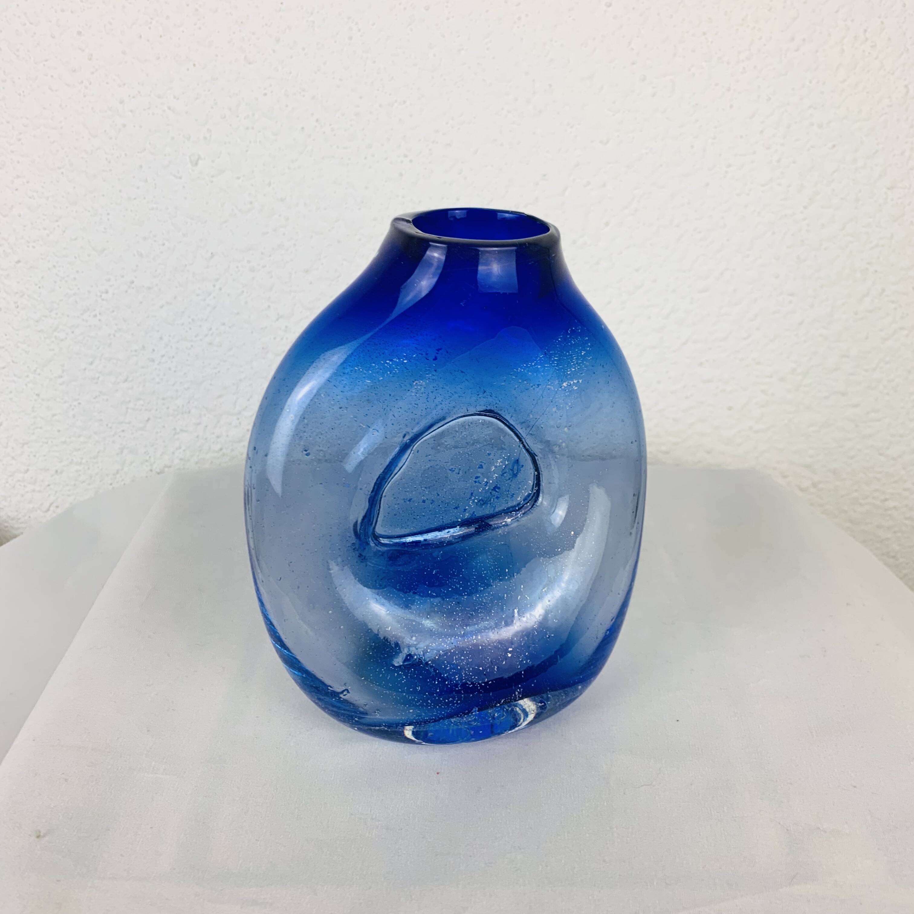 Vase verre soufflé signé Jon Slatcher 1993 | Selency