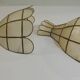 Pair of vintage mother-of-pearl and brass wall sconces – Floral shape