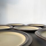 6 Japanese plates in Haniwa Stone glazed stoneware, Arafura model