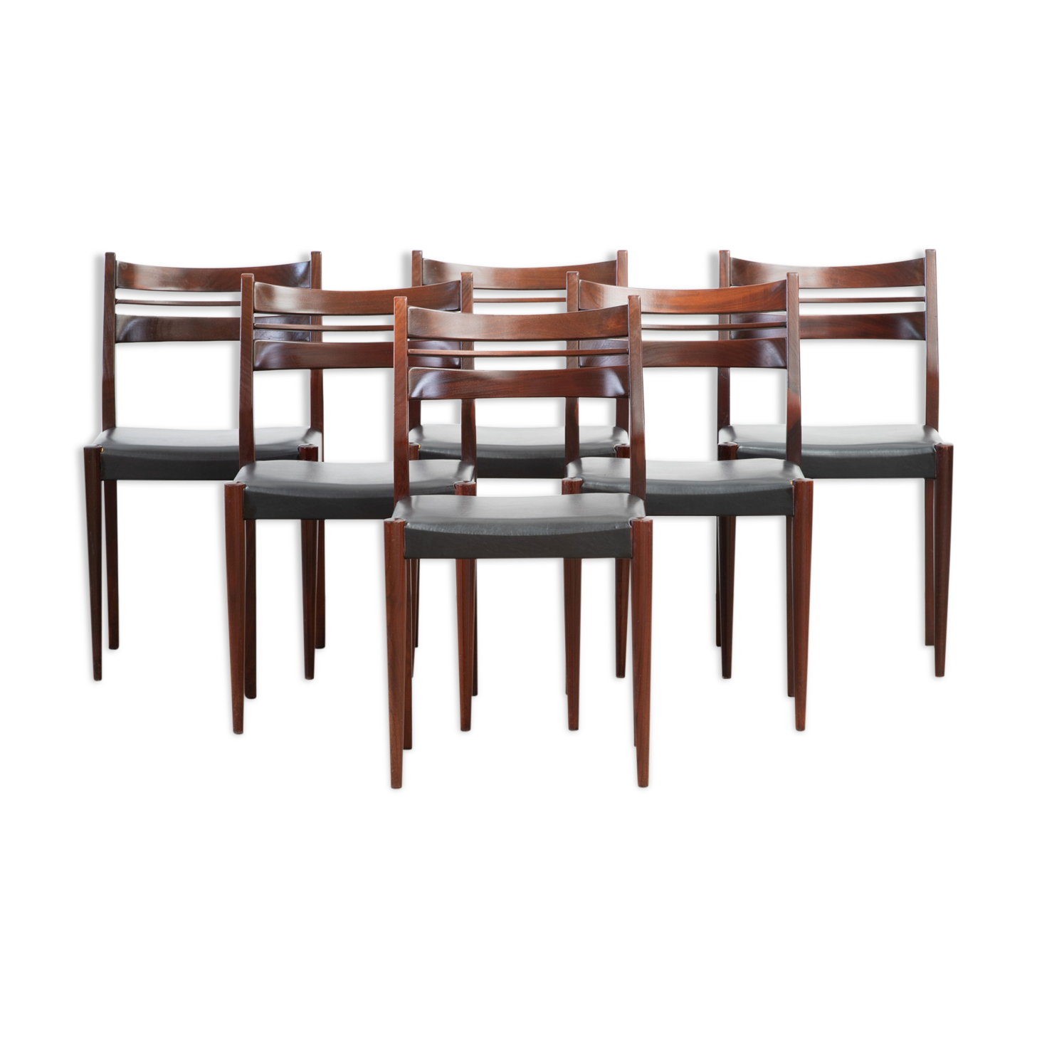 6 chaises scandinaves vintage en palissandre - 1960
