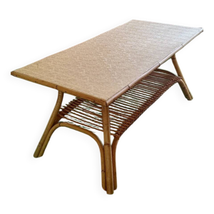 Table basse rotin bambou