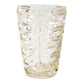 Vase à fleurs en verre massif transparent à motifs, style milieu du siècle / Fidenza / Italie