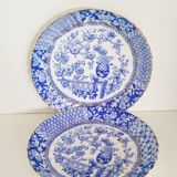 Set of 2 saucers, Lunéville lace, blue and gold, Blairs