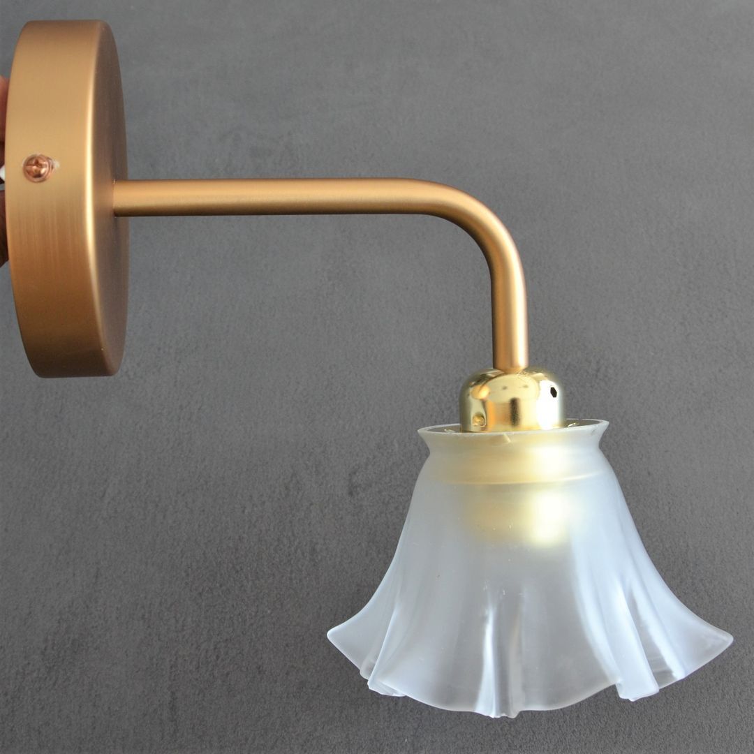 Applique tulipe vintage en verre et support doré Selency