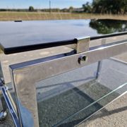 Table basse des années 1970 en chrome et verre fumé
