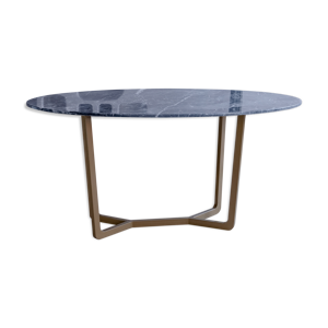 table à manger ovale en marbre gris Emperador