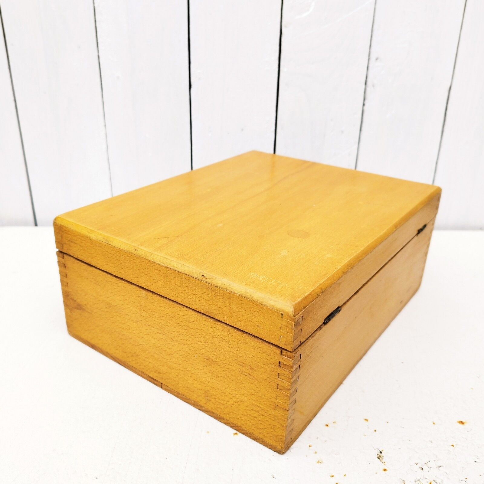 Wooden box varnished vintage storage