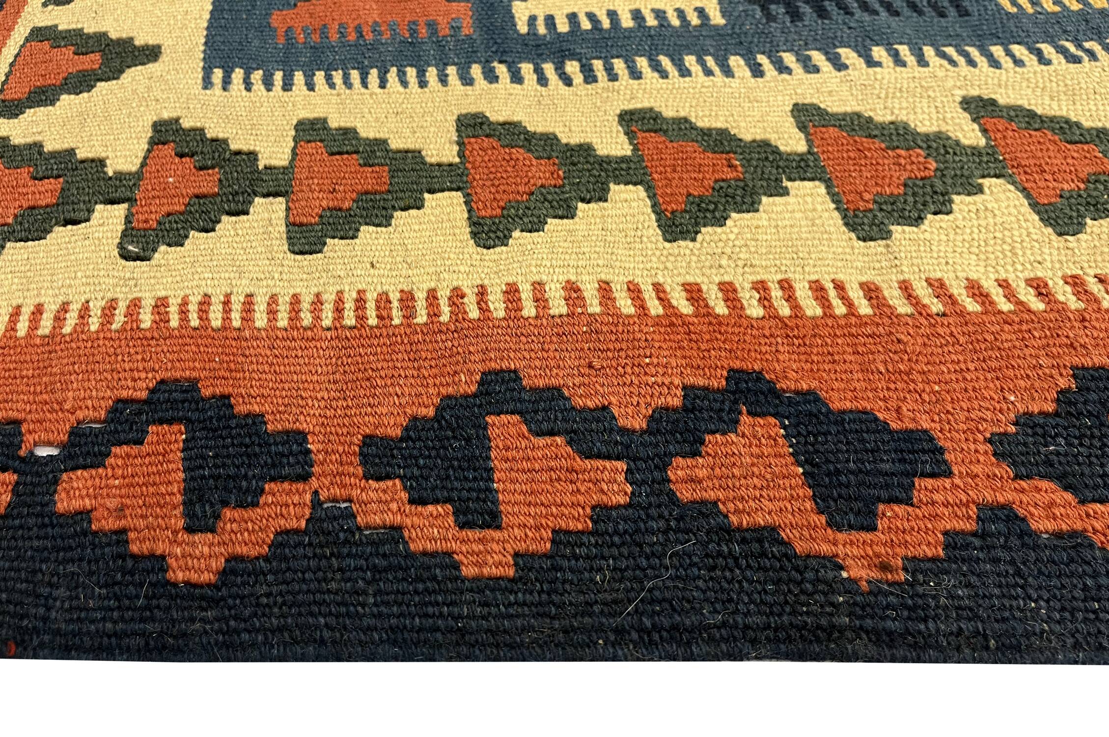 Tapis Kilim fait main pour chambre à coucher, en laine tissée à plat, motif géométrique rouille, 293 × 210 cm