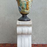 Sculpted Carrara marble stool column