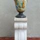 Sculpted Carrara marble stool column
