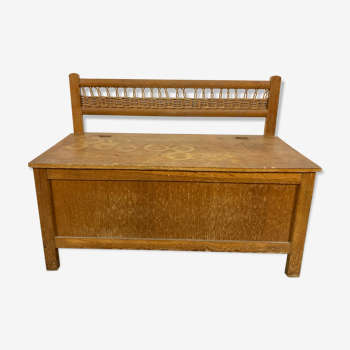 Banc coffre enfant bois et osier