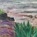 Peinture à l'huile de paysage impressionniste du milieu du XXe siècle signée et encadrée