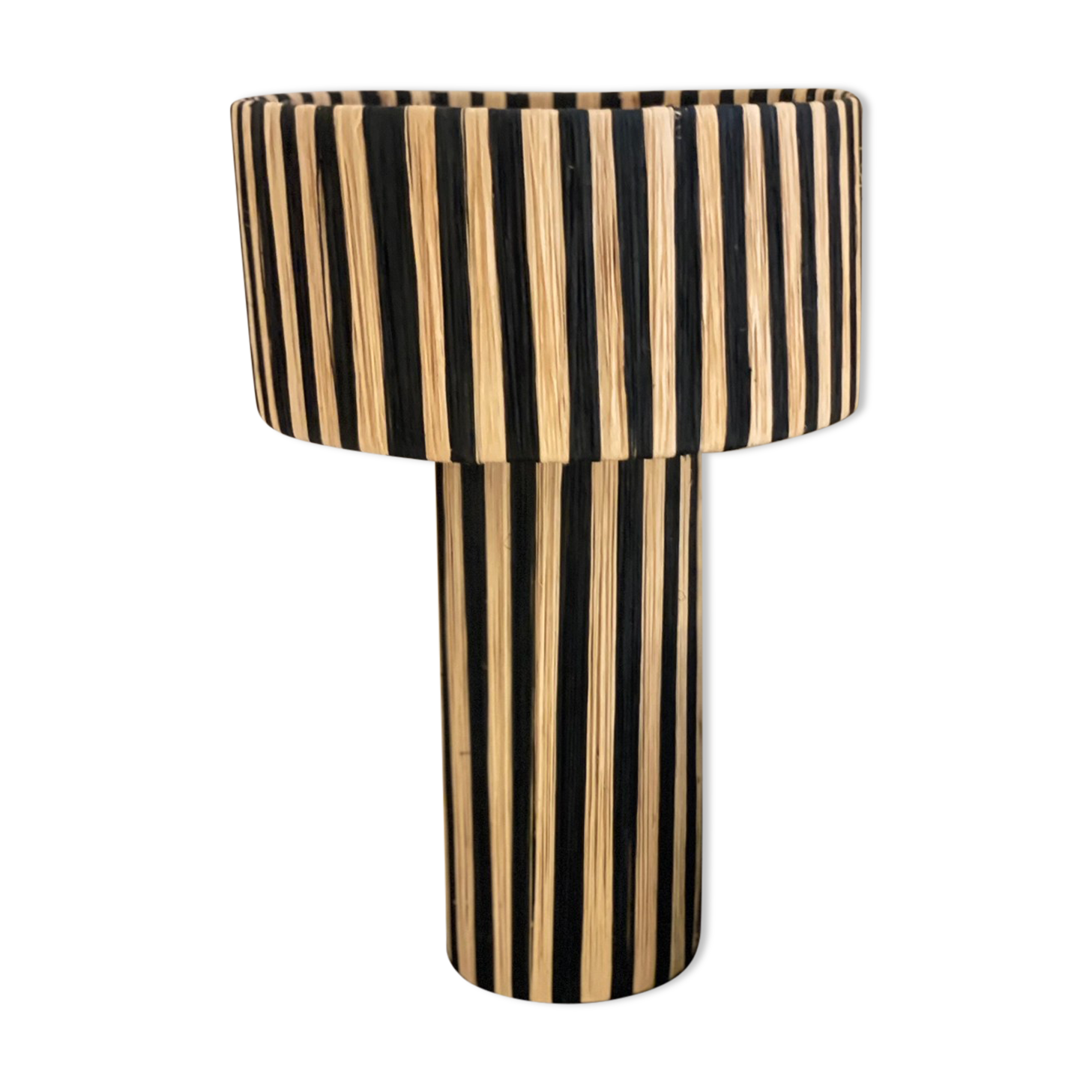 Minimalist bedside table lamp raffia Striped zebra black