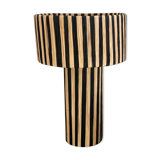 Minimalist bedside table lamp raffia Striped zebra black