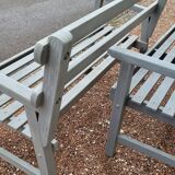 Pair of old wooden park garden benches