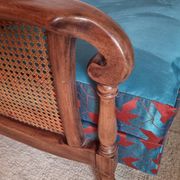 Bridge armchair in wood and cane from the 1950s.