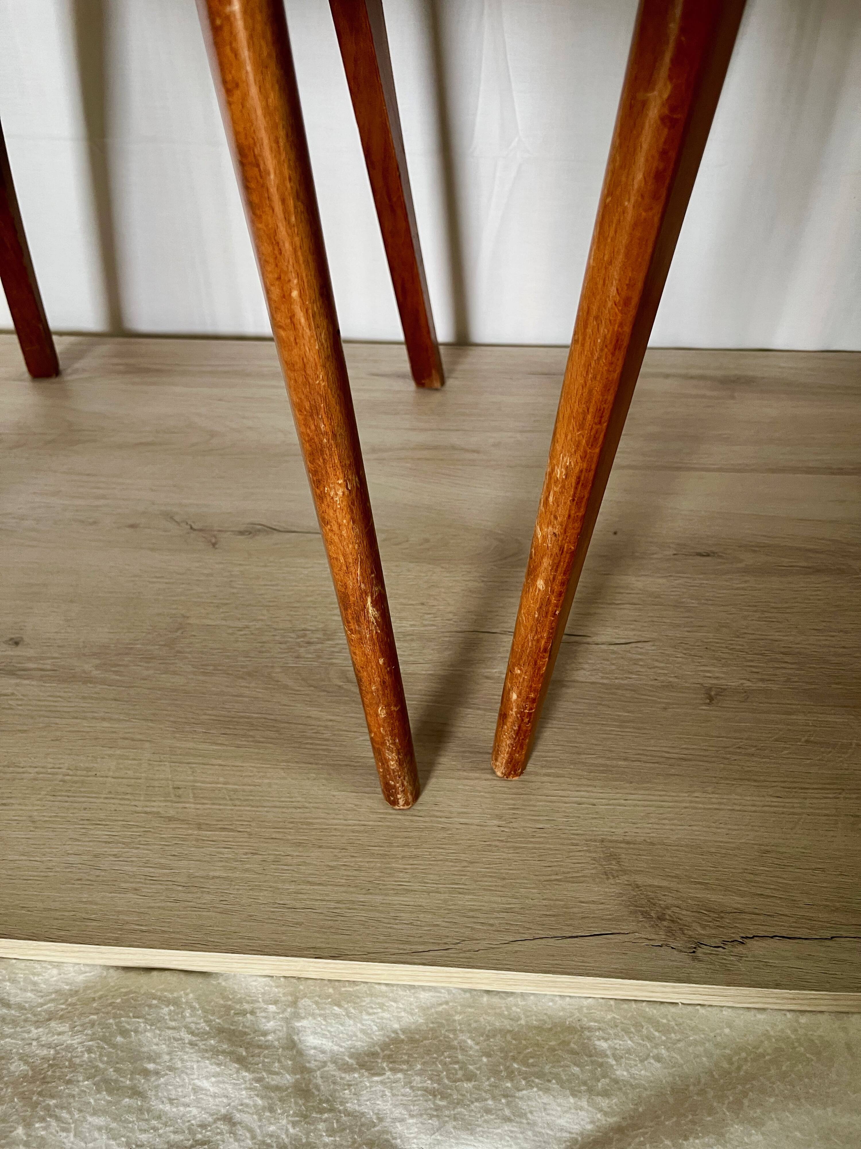 Pair of vintage chairs, in wood & green fabricpair of vintage chairs, in