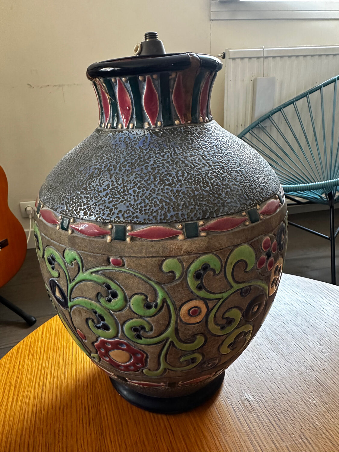 Amphora lamp vase Czechoslovakia Art Deco H 30 cm