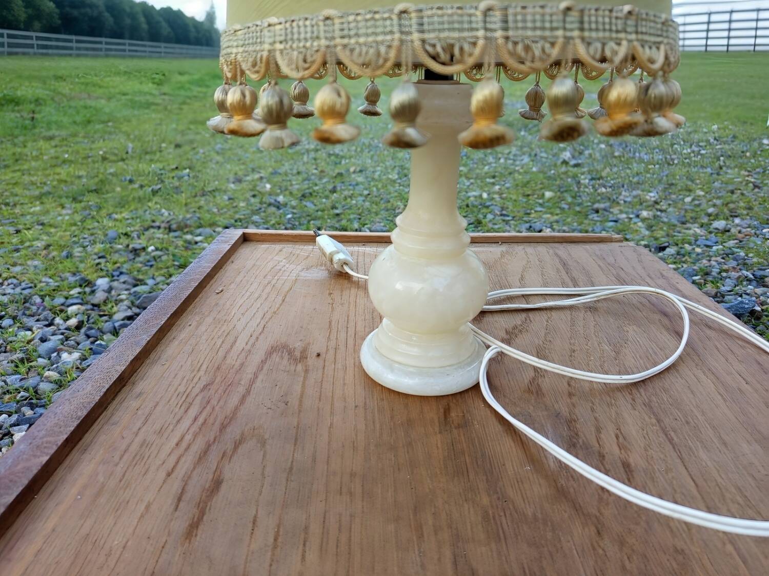 Lampe rétro années 60/70 en pierre – abat-jour