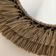 Wall mirror in natural raffia and black cords on wooden support, 37 cm