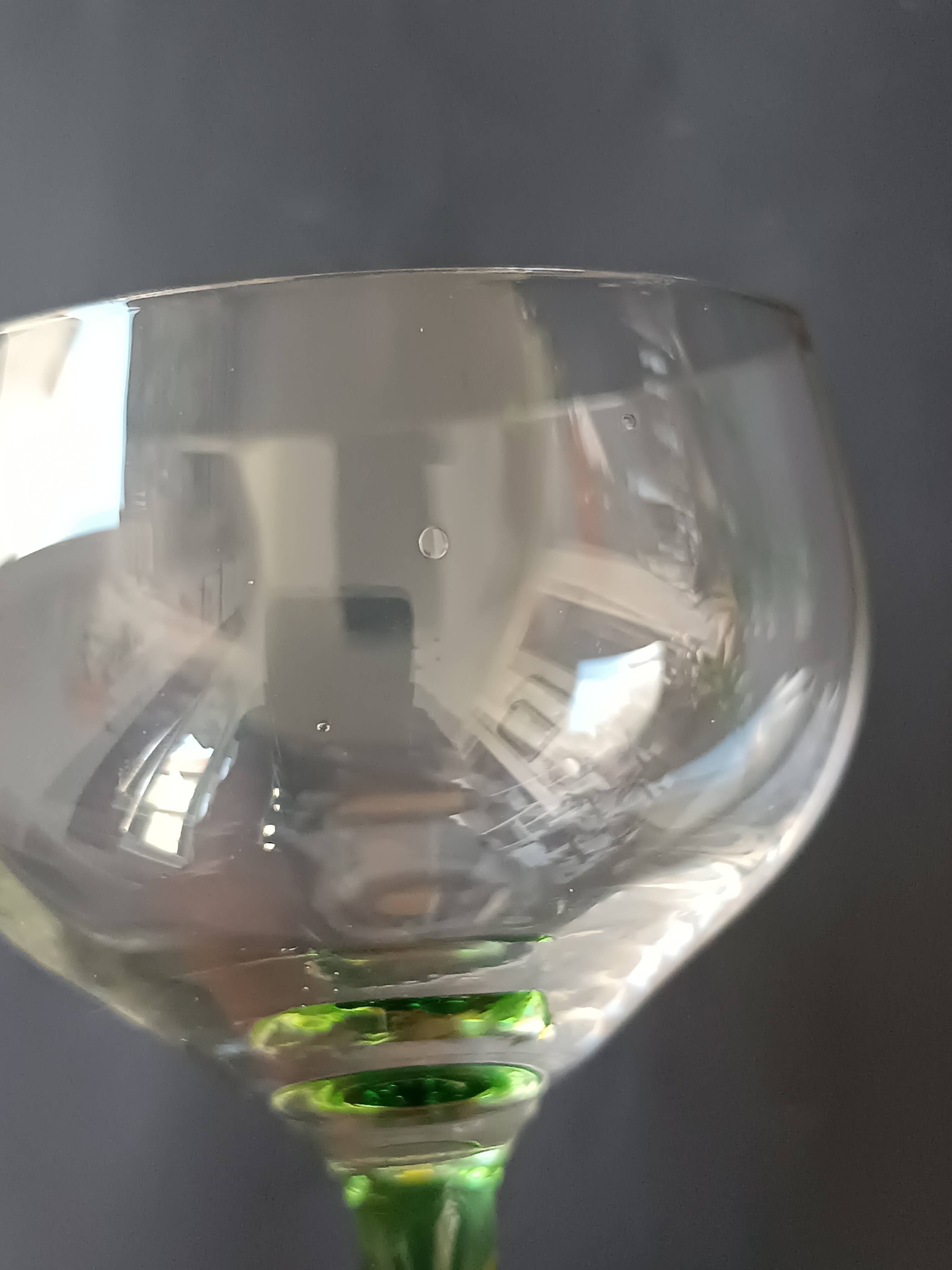 12 green footed wine glasses in opaline blown crystal 1900