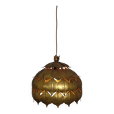 Large French Brass Lotus Ceiling Lamp, 1940s