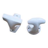 Set of 2 white porcelain coat hooks
