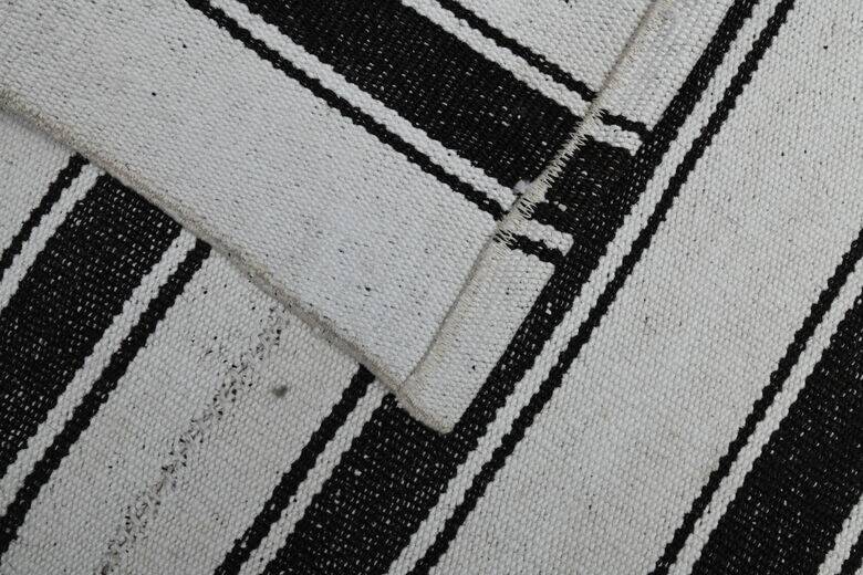 Black and white striped kilim rug 60 x 213 cm